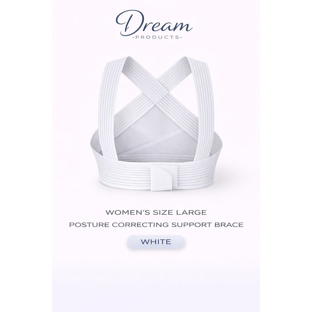 Dream Products Women's Posture Correcting Support Brace White Large Adjustable